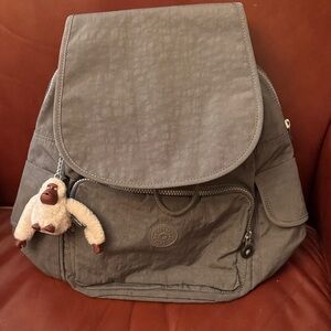 Kipling Charcoal Backpack with Monkey Keychain